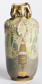 Porzellan Vase - weißes Porzellan - AMPHORA, Riessner-Stellmacher a Kessel, Turn-Teplitz - 1900