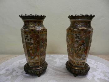 Paar Porzellanvasen - Metall, Porzellan - 1880 Paar Porzellanvasen - Metall, Porzellan - 1880