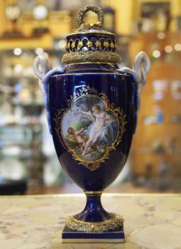 Porzellan Vase - weißes Porzellan, Kobalt - 1880